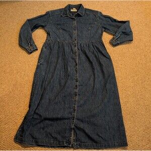 llbean denim dress L.L. Bean | Dresses | Ll Bean Womens Full Button Down Long Sleeve Maxi Sz 6p fit3 Size:AU 10 (US 6) Isaiah Dress Black Shirt, Midi dress